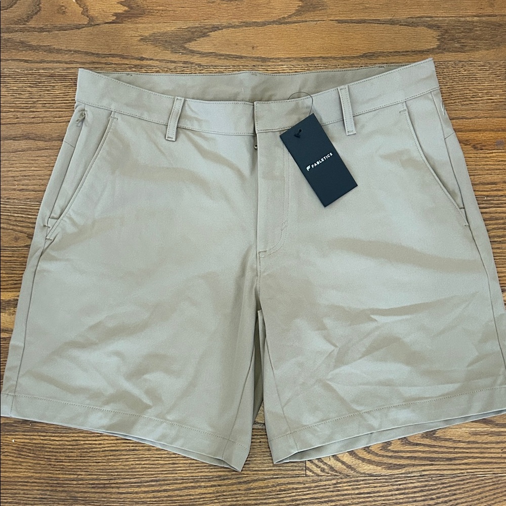 Fabletics Shorts Men’s 36 Tan NWT Flat Front Classic Golf Athletic Travel Resort